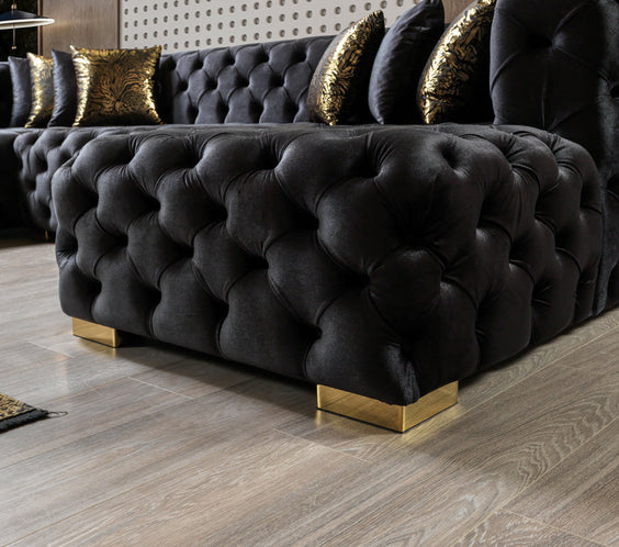Neva Black Velvet Double Chaise 138