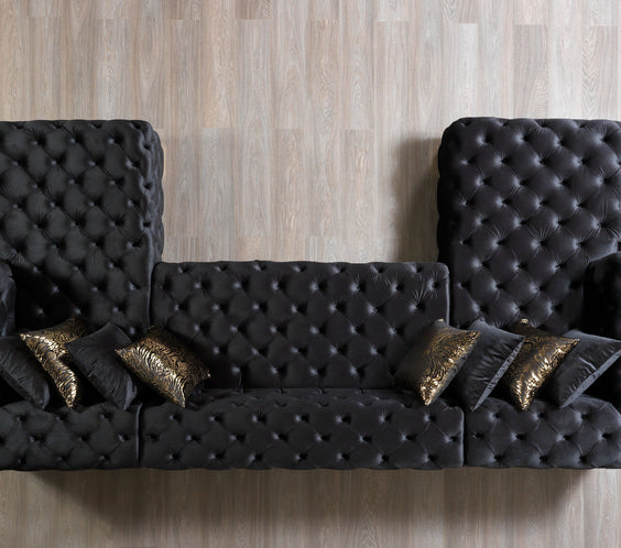 Neva Black Velvet Double Chaise 138