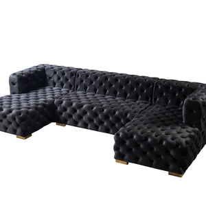 Neva Black Velvet Double Chaise 138