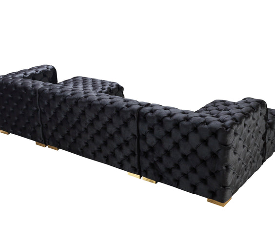 Neva Black Velvet Double Chaise 138