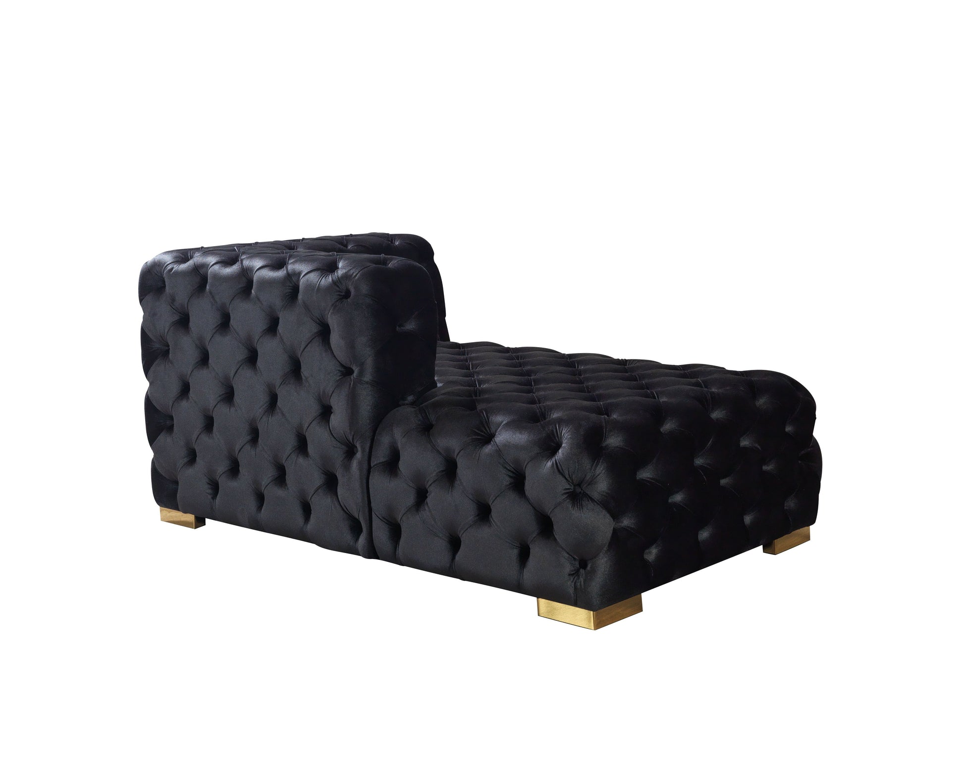 Neva Black Velvet Double Chaise 138" Sectional