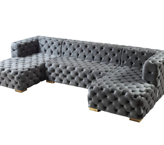 Neva Gray Velvet Double Chaise 138