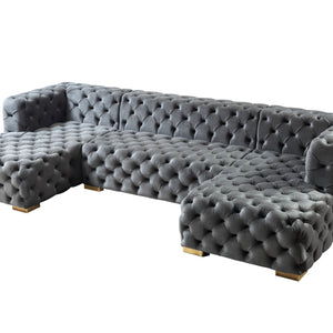 Neva Gray Velvet Double Chaise 138