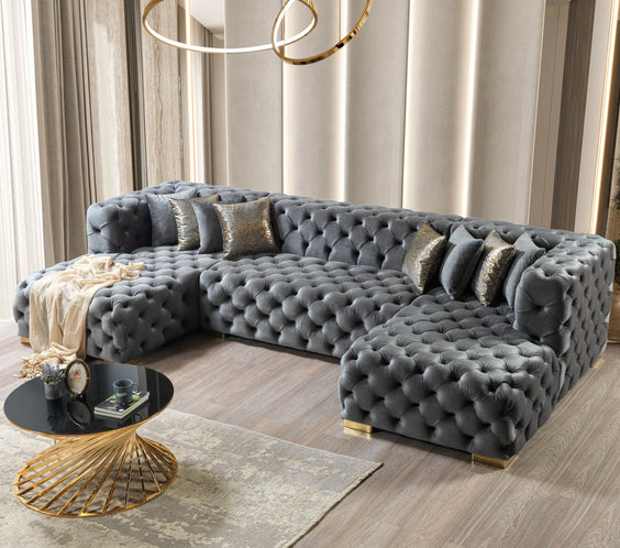 Neva Gray Velvet Double Chaise 138