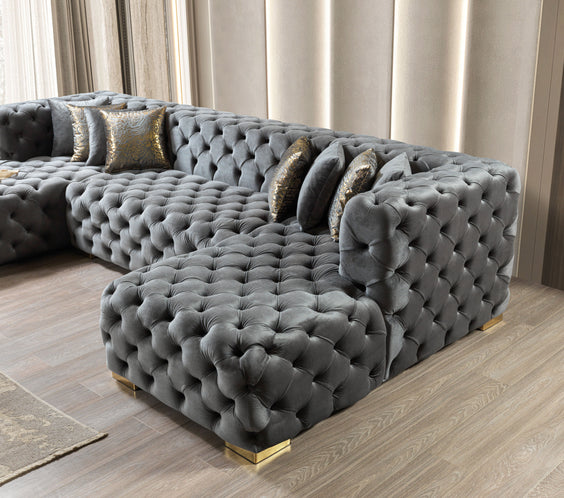Neva Gray Velvet Double Chaise 138