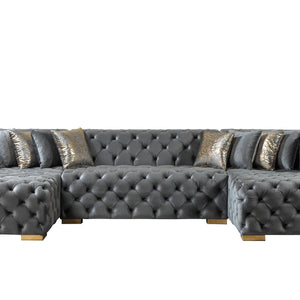 Neva Gray Velvet Double Chaise 138