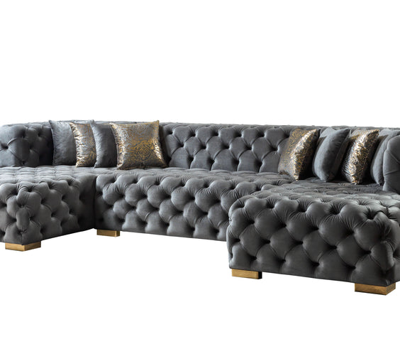 Neva Gray Velvet Double Chaise 138