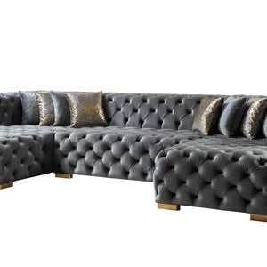 Neva Gray Velvet Double Chaise 138