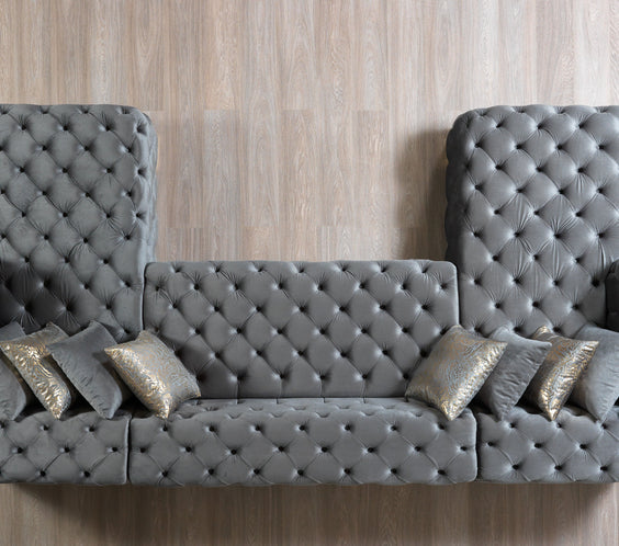 Neva Gray Velvet Double Chaise 138