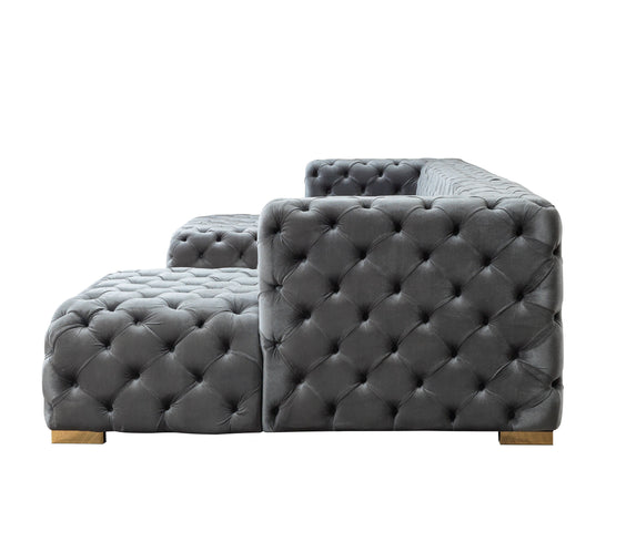 Neva Gray Velvet Double Chaise 138