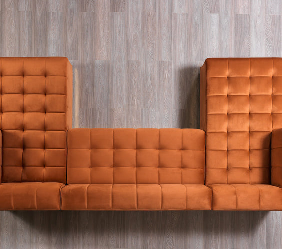 Elisha Orange Velvet Double Chaise 140