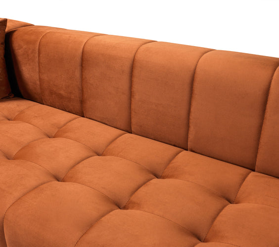 Elisha Orange Velvet Double Chaise 140