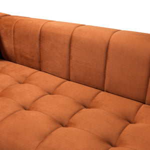 Elisha Orange Velvet Double Chaise 140