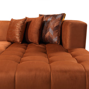 Elisha Orange Velvet Double Chaise 140