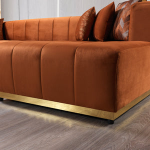 Elisha Orange Velvet Double Chaise 140