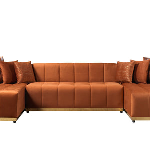 Elisha Orange Velvet Double Chaise 140