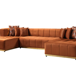 Elisha Orange Velvet Double Chaise 140