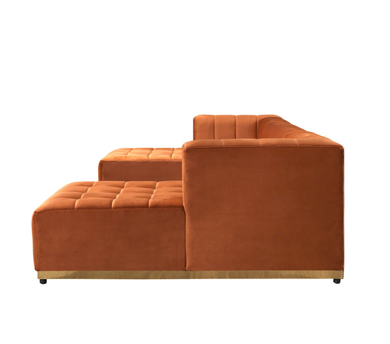 Elisha Orange Velvet Double Chaise 140