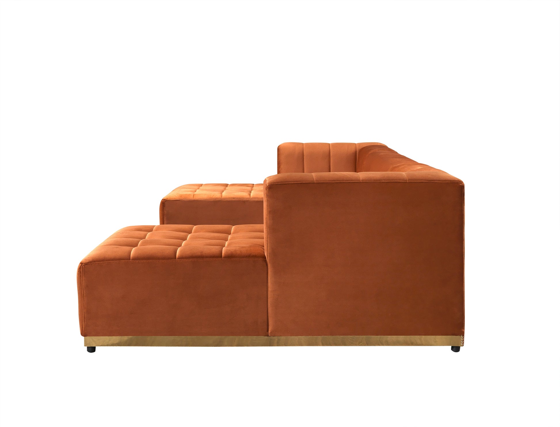 Elisha Orange Velvet Double Chaise 140" Sectional