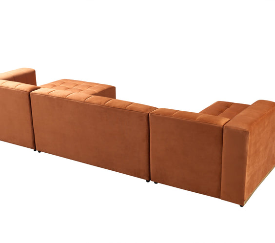 Elisha Orange Velvet Double Chaise 140
