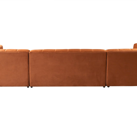 Elisha Orange Velvet Double Chaise 140