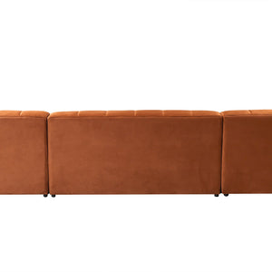 Elisha Orange Velvet Double Chaise 140