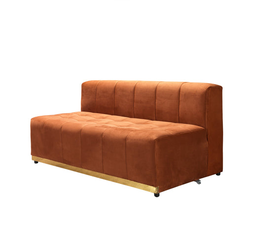 Elisha Orange Velvet Double Chaise 140