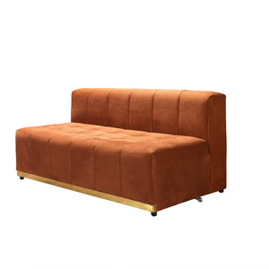 Elisha Orange Velvet Double Chaise 140