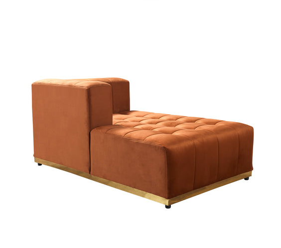 Elisha Orange Velvet Double Chaise 140