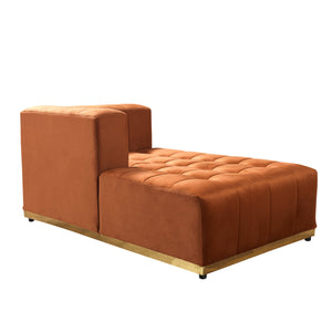 Elisha Orange Velvet Double Chaise 140