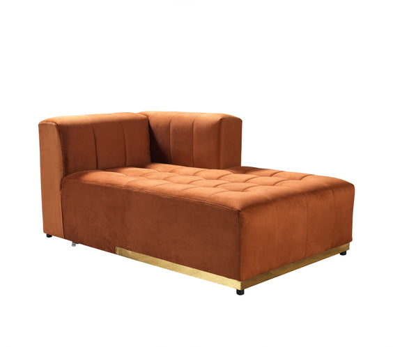 Elisha Orange Velvet Double Chaise 140