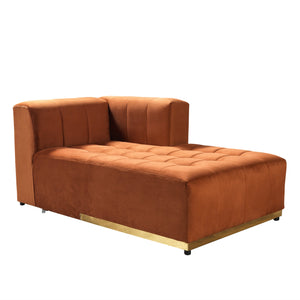 Elisha Orange Velvet Double Chaise 140