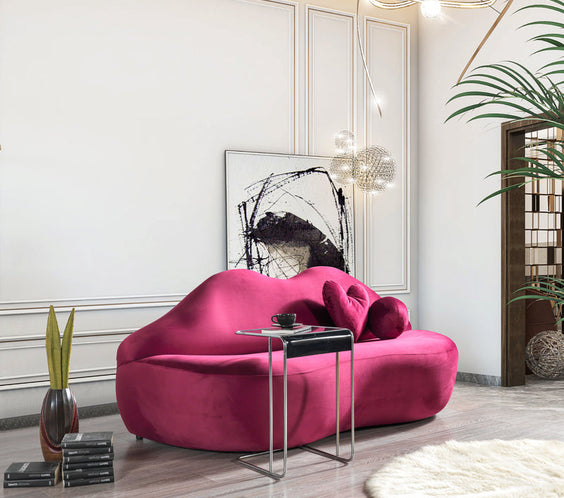 Lips Purple Velvet Loveseat