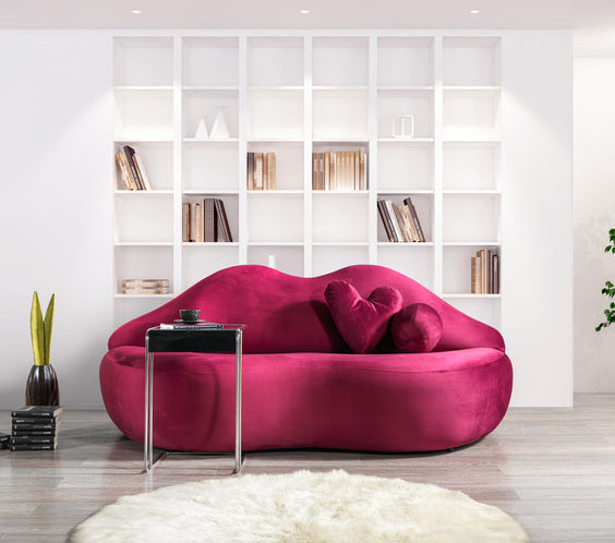 Lips Purple Velvet Loveseat