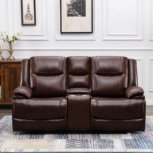 Rose Brown Top Grain Leather 3-Piece Reclining Living Room Set