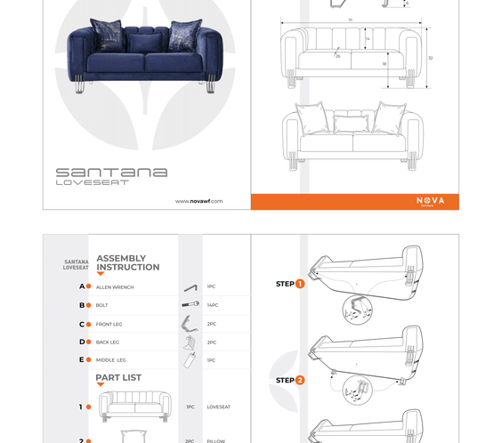 Santana Coffee Velvet Sofa 89