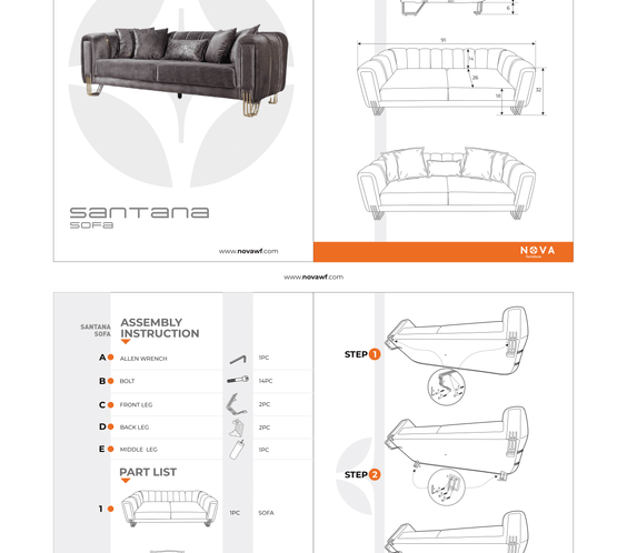Santana Ivory Velvet Sofa 89
