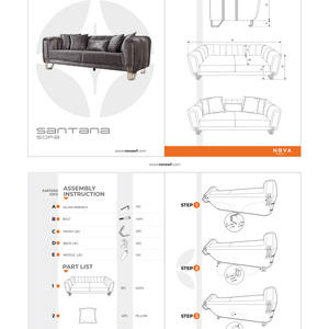 Santana Silver Velvet Sofa 89