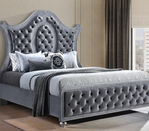 Cameo Gray Upholstered Panel Bedroom Set