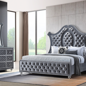 Cameo Gray Upholstered Panel Bedroom Set