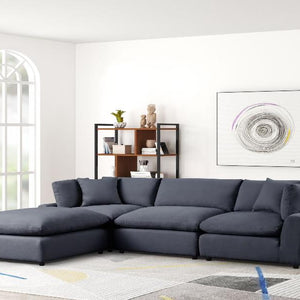 Shop Sky Black Linen Modular Sectional at Moda Home Furniture. Stylish, spacious & comfy with down cushions. Perfect for modern living rooms & big spaces.