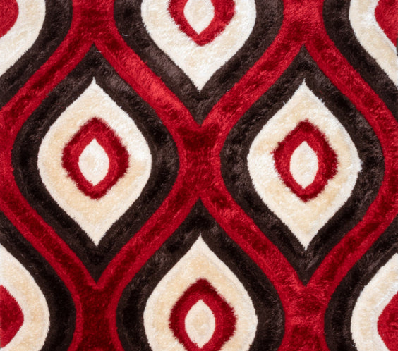 3D Shaggy BROWN-RED Area Rug - 3D151