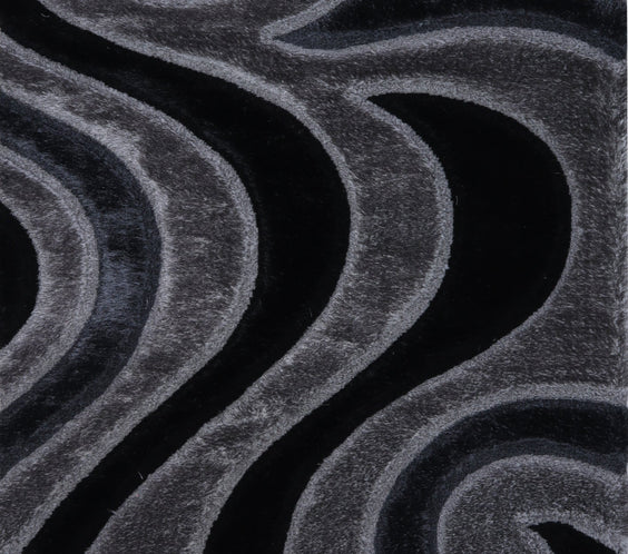 3D Shaggy GRAY-BLACK Area Rug - 3D444