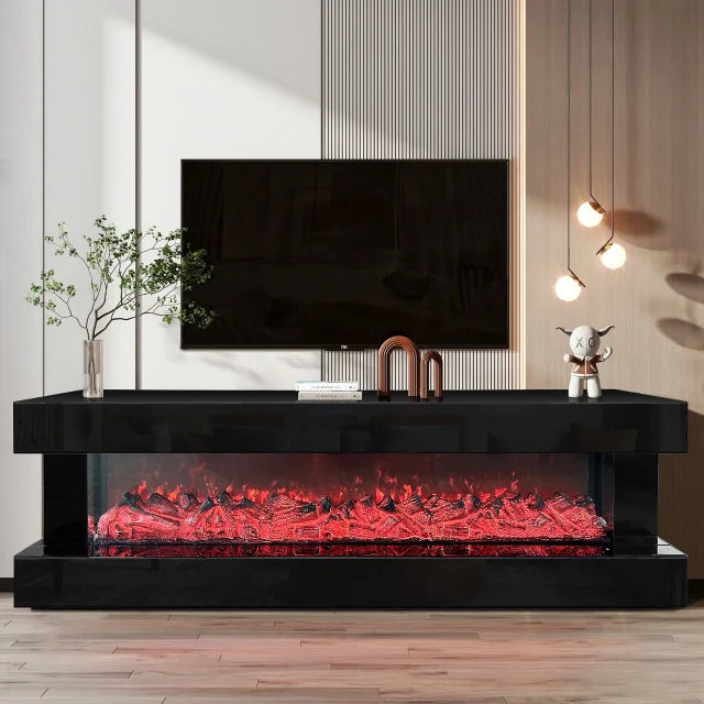 Upgrade your living room with the A86 TV Stand w/ Fireplace (Black) from Moda Home. Sleek design, ample storage, and cozy electric fireplace. Shop now!