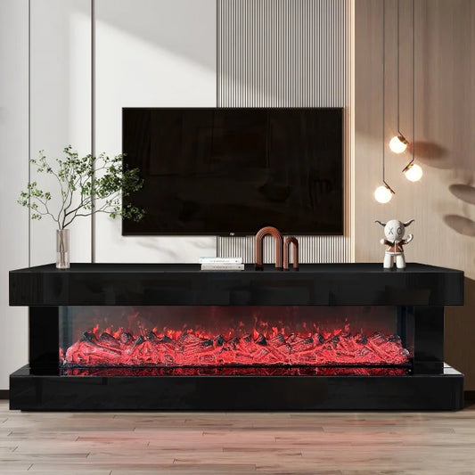 Upgrade your living room with the A86 TV Stand w/ Fireplace (Black) from Moda Home. Sleek design, ample storage, and cozy electric fireplace. Shop now!