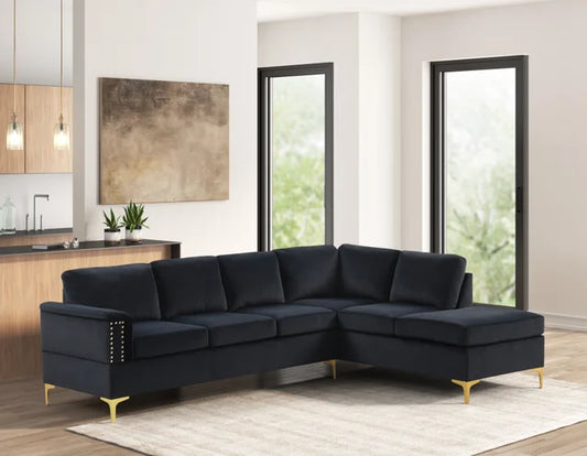 Moda Home Vogue2 Black modern sectional sofa with plush cushions