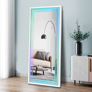 Enhance your space with the A3 LED floor mirror from Moda Home. Features Bluetooth speakers and bright LED lighting for a stylish, modern look.