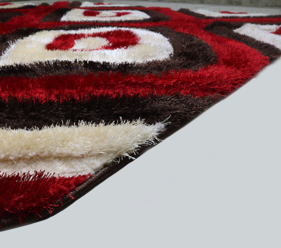 3D Shaggy BROWN-RED Area Rug - 3D151