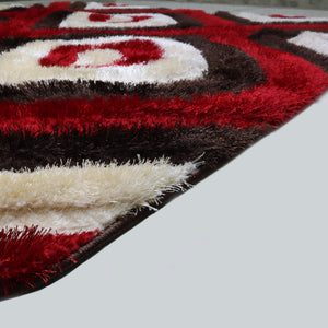 3D Shaggy BROWN-RED Area Rug - 3D151