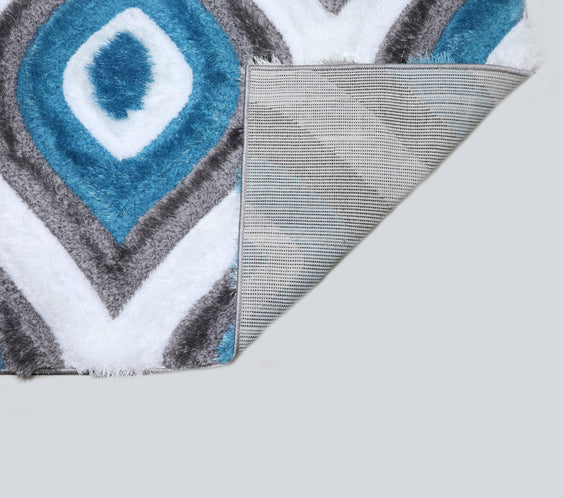 3D Shaggy GRAY-TURQOUISE Area Rug - 3D151